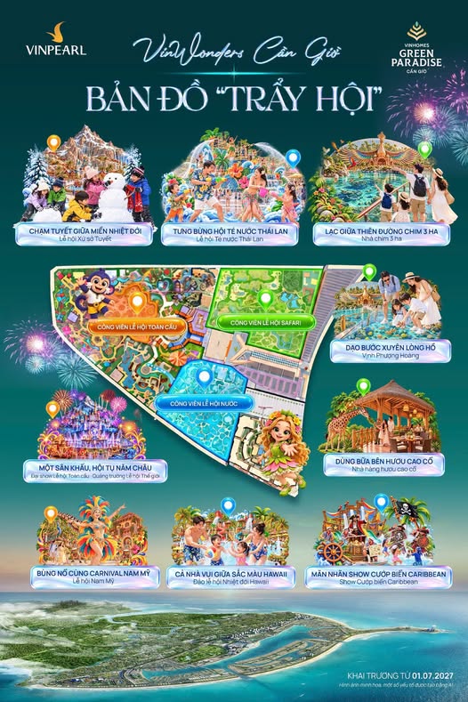 Bản đồ VinWonders Cần Giờ: 3 công viên lễ hội và dòng khách