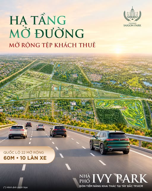 Quốc lộ 22 mở rộng 10 làn: cú hích cho nhà phố Vinhomes Saigon Park