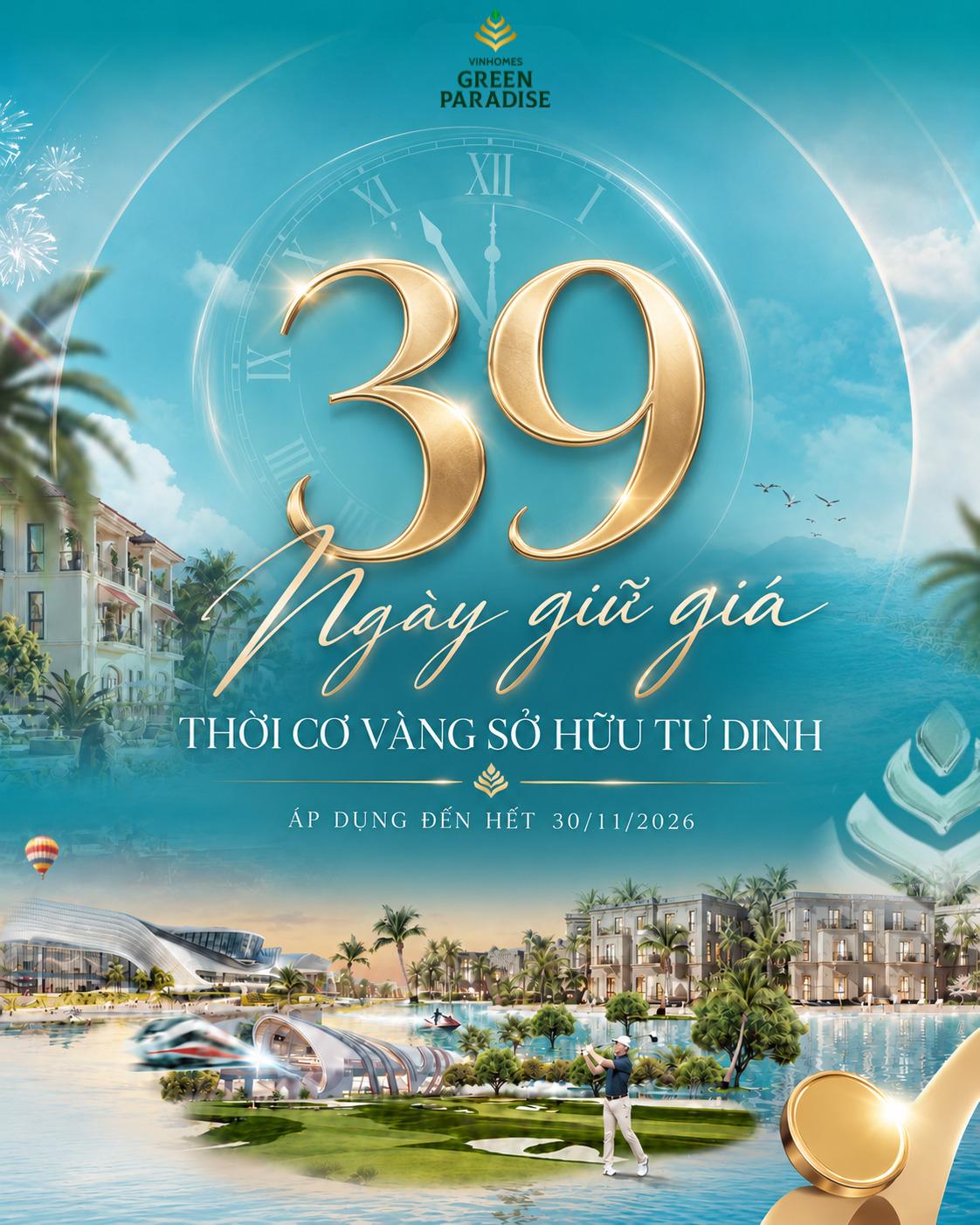 Vinhomes Green Paradise giữ giá đến 30/11/2026: Thời cơ vàng sở hữu bất động sản biển Cần Giờ