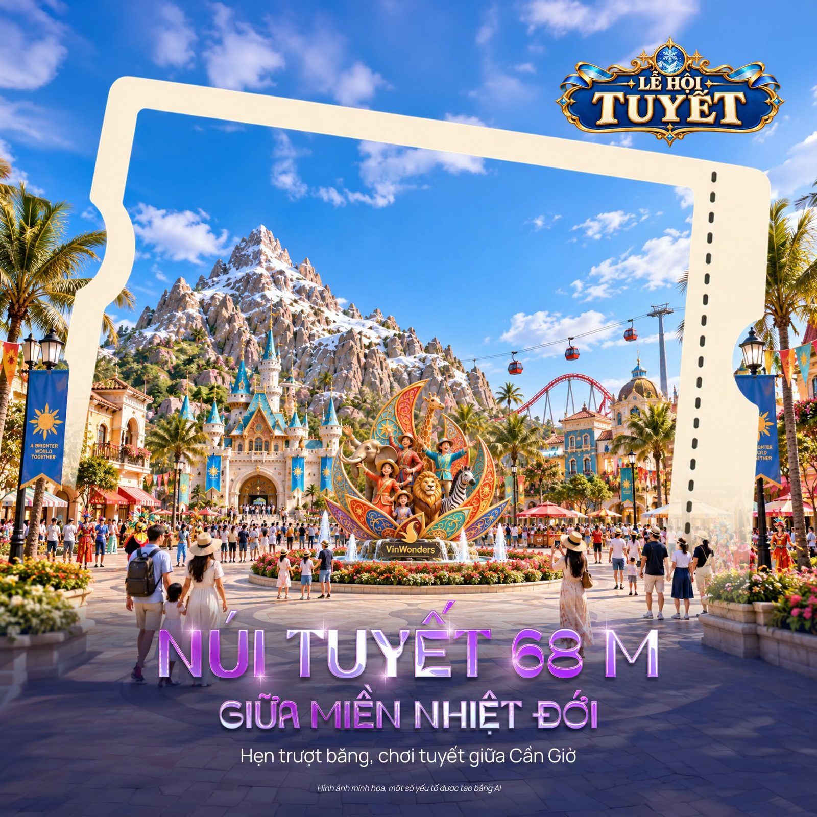 Núi tuyết 68m tại VinWonders Cần Giờ