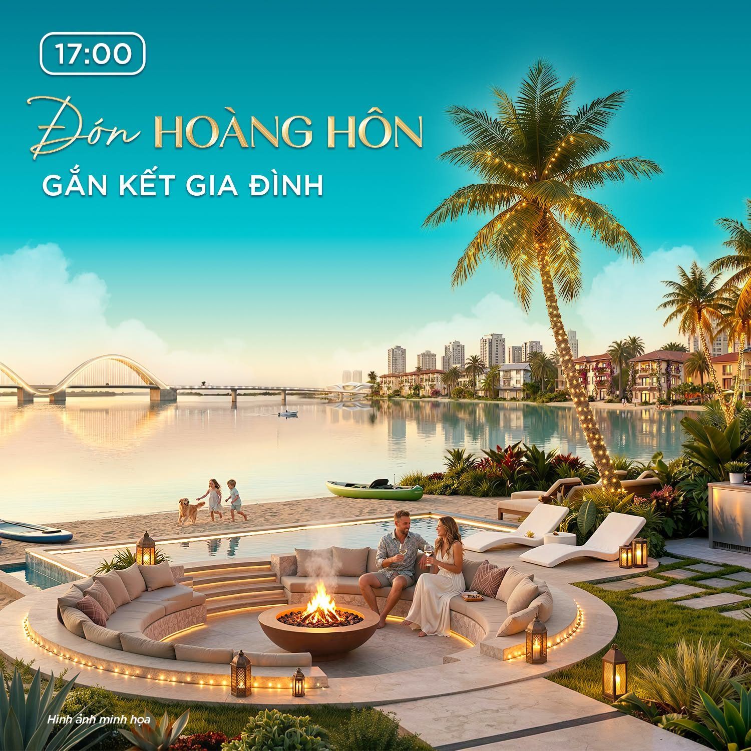 17:00 – đón hoàng hôn bên biển