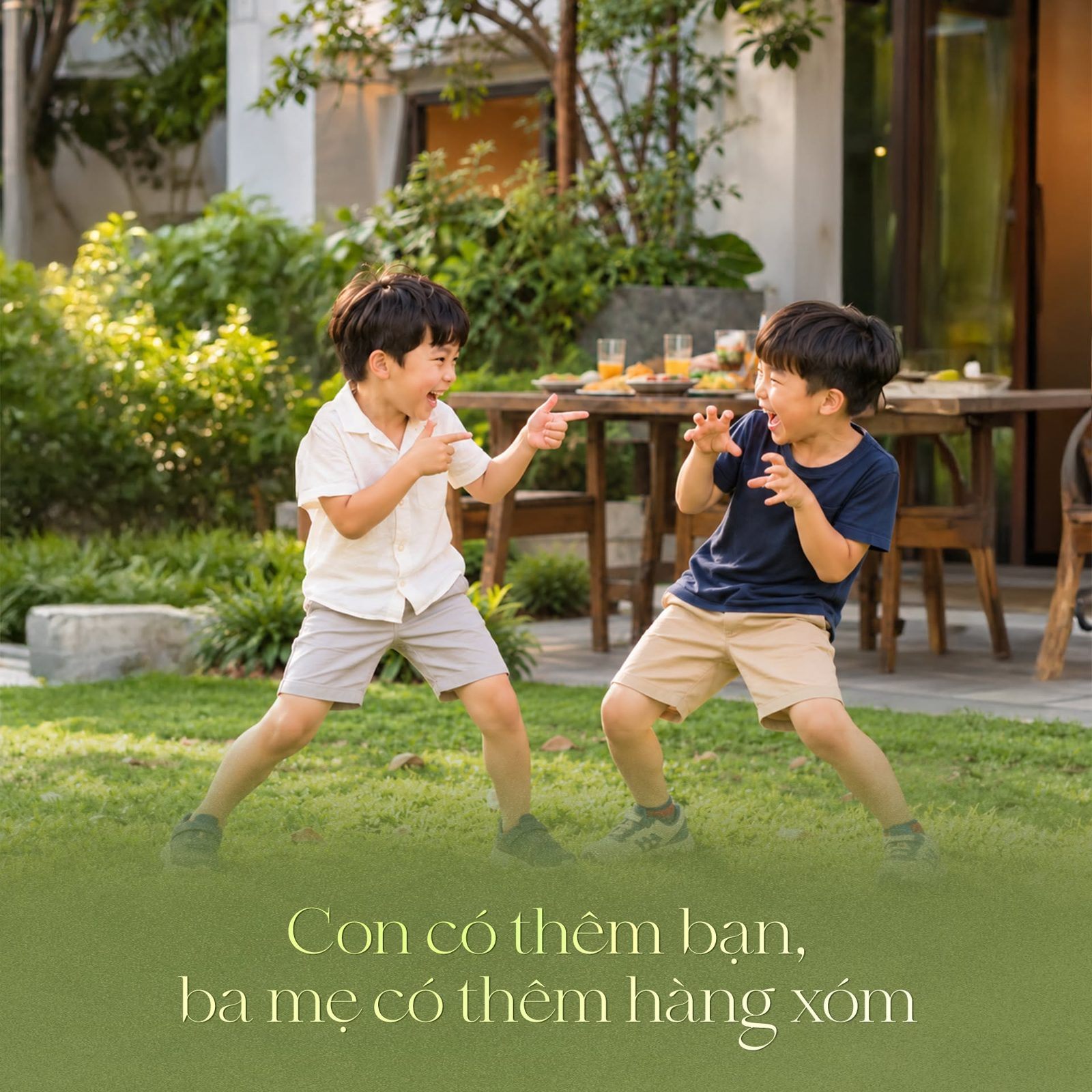 Trẻ em vui chơi cùng bạn hàng xóm