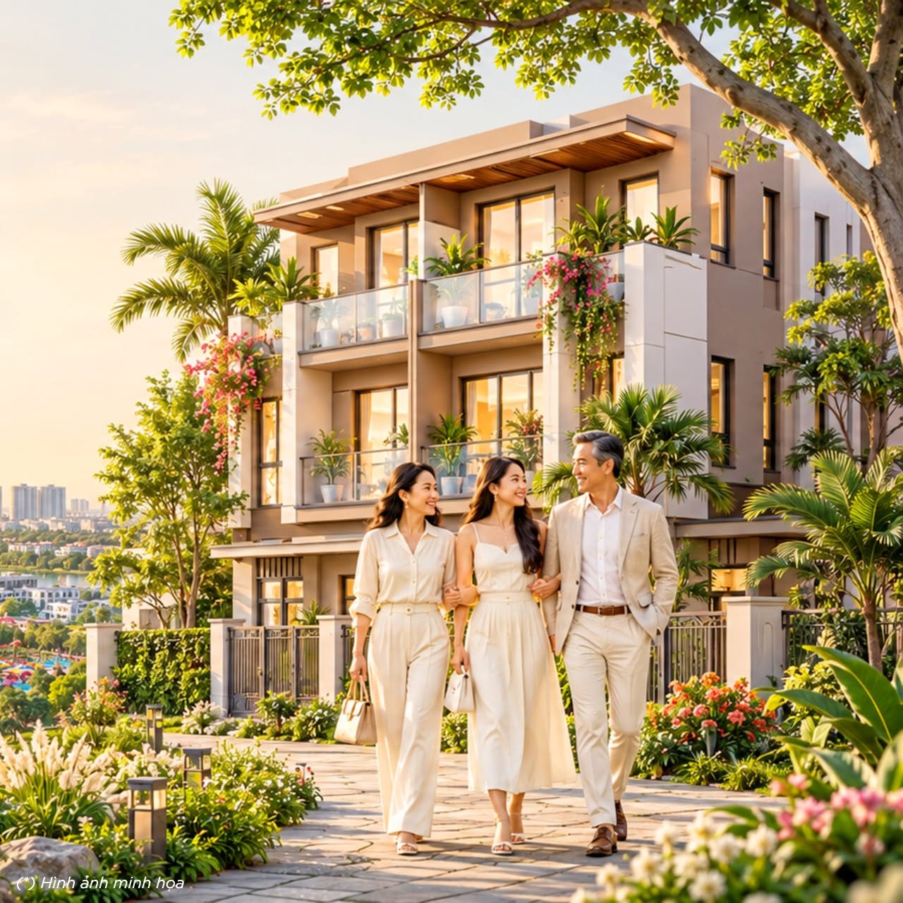 Gia đình trước nhà phố Vinhomes Saigon Park