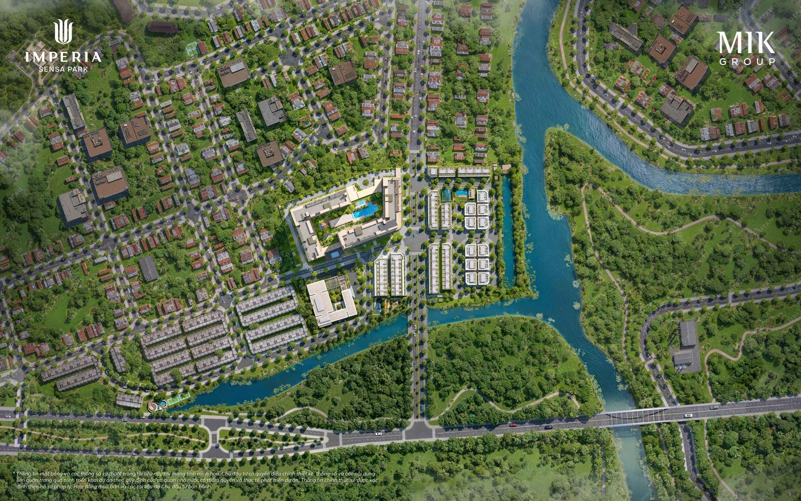 Mảng xanh Imperia Sensa Park nhìn từ trên cao
